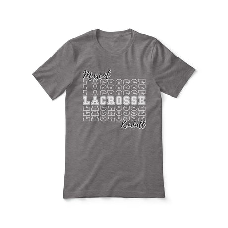 Custom Lacrosse Shirt With Mascot and Lacrosse Player Name on a Unisex T-Shirt