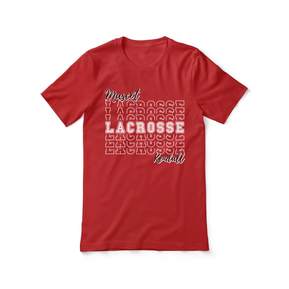 Custom Lacrosse Shirt With Mascot and Lacrosse Player Name on a Unisex T-Shirt