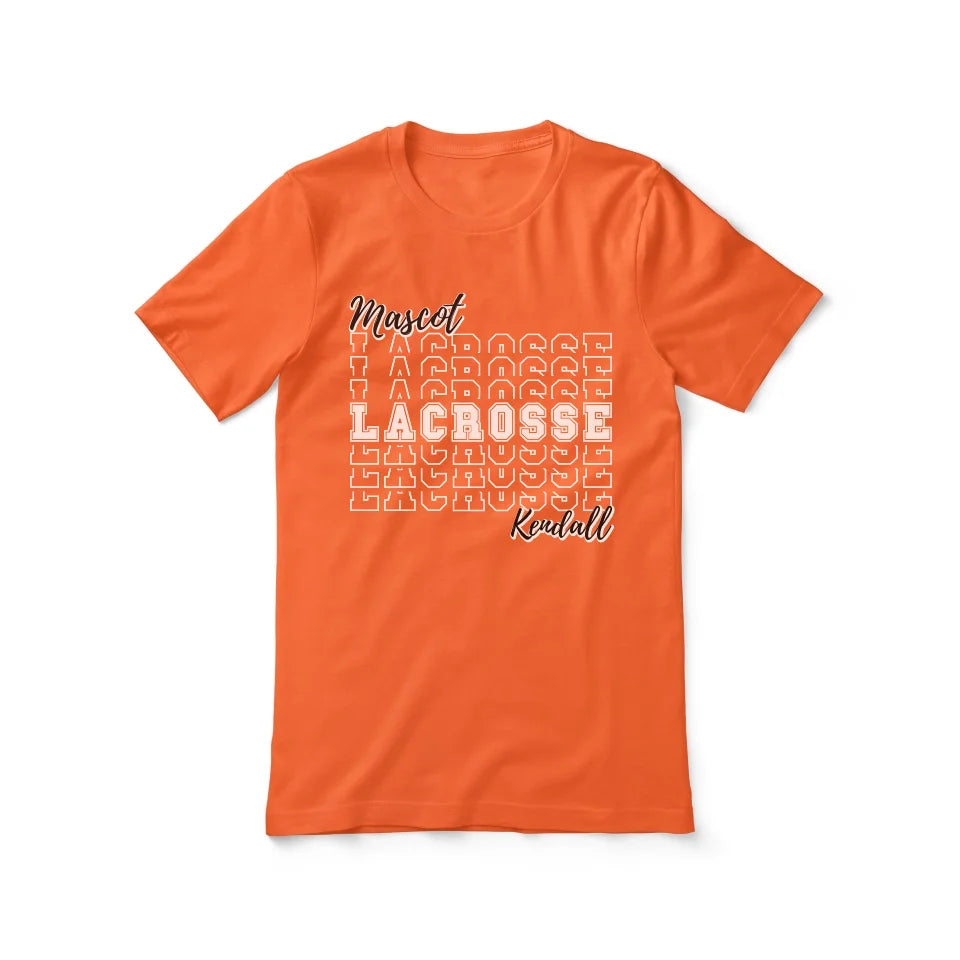 Custom Lacrosse Shirt With Mascot and Lacrosse Player Name on a Unisex T-Shirt