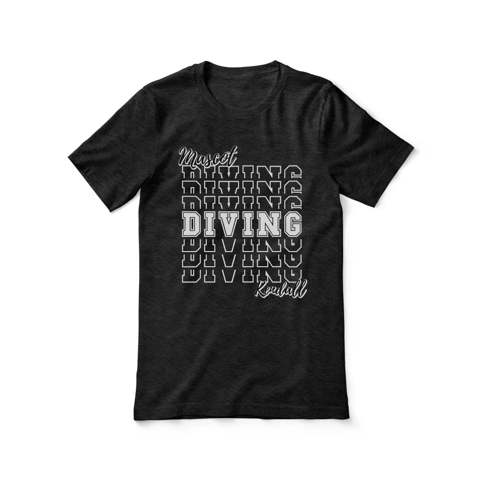 Custom Diving Shirt With Mascot and Diver Name on a Unisex T-Shirt