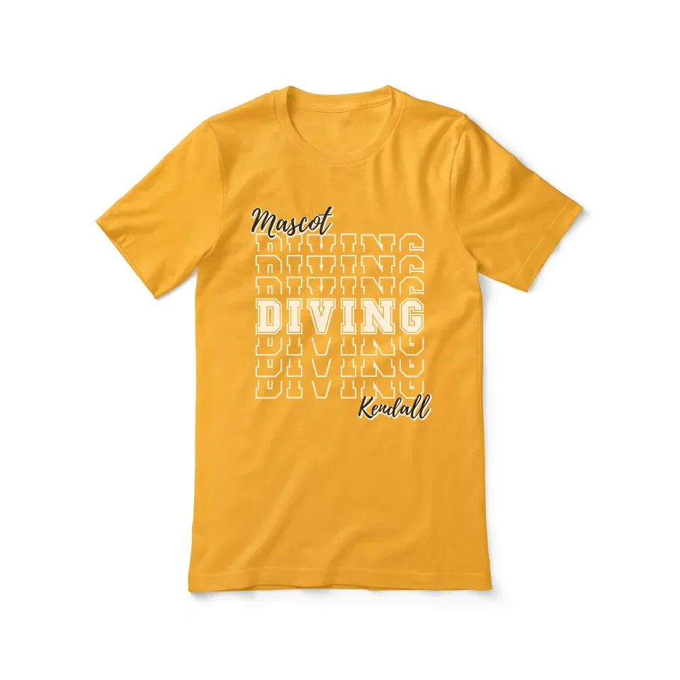 Custom Diving Shirt With Mascot and Diver Name on a Unisex T-Shirt