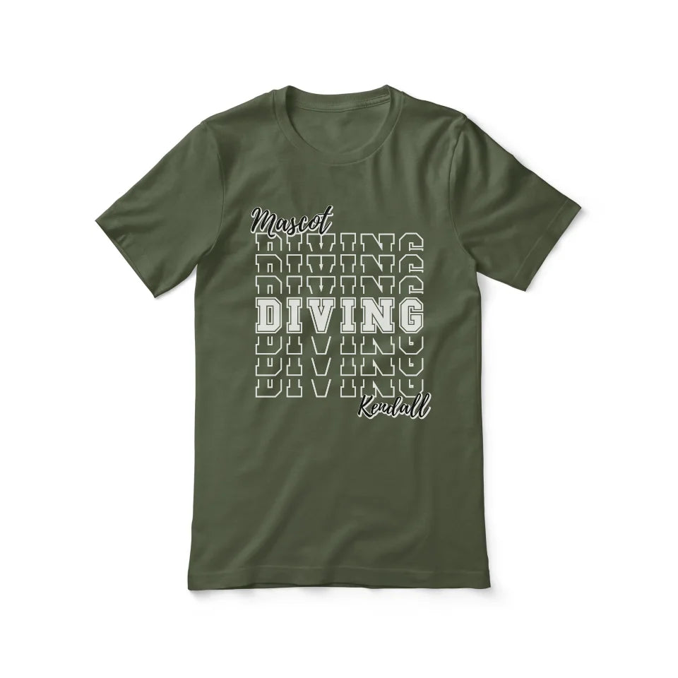 Custom Diving Shirt With Mascot and Diver Name on a Unisex T-Shirt