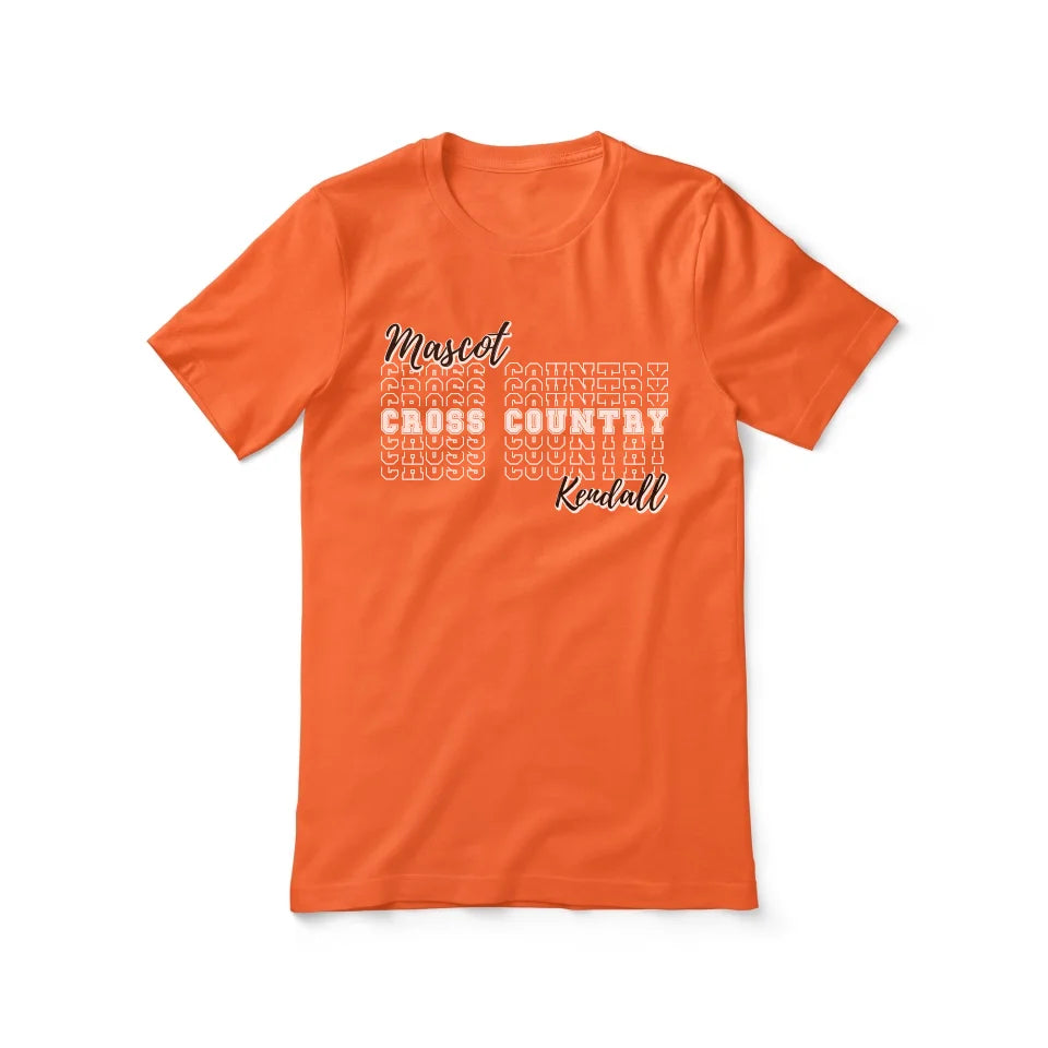 Custom Cross Country Shirt With Mascot and Cross Country Runner Name on a Unisex T-Shirt