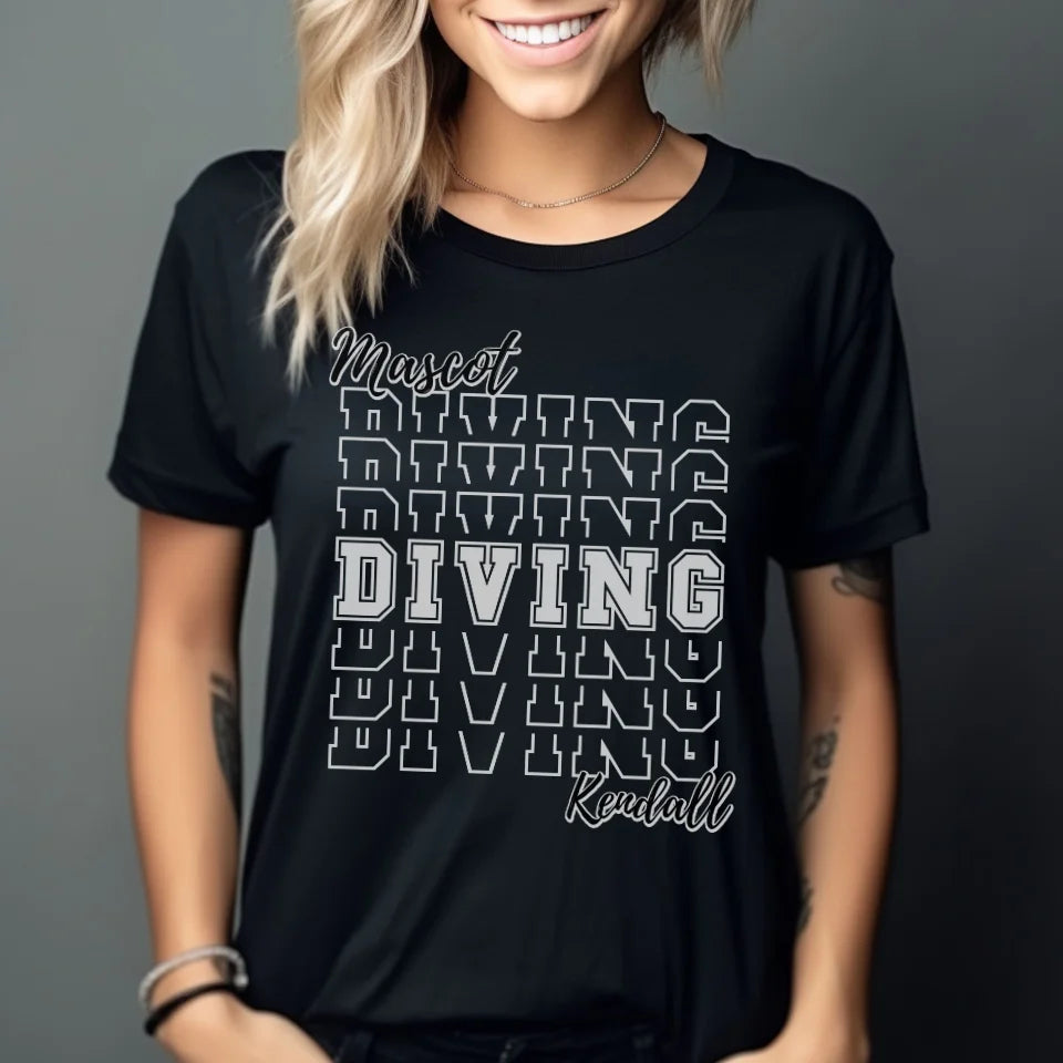 Custom Diving Shirt With Mascot and Diver Name on a Unisex T-Shirt