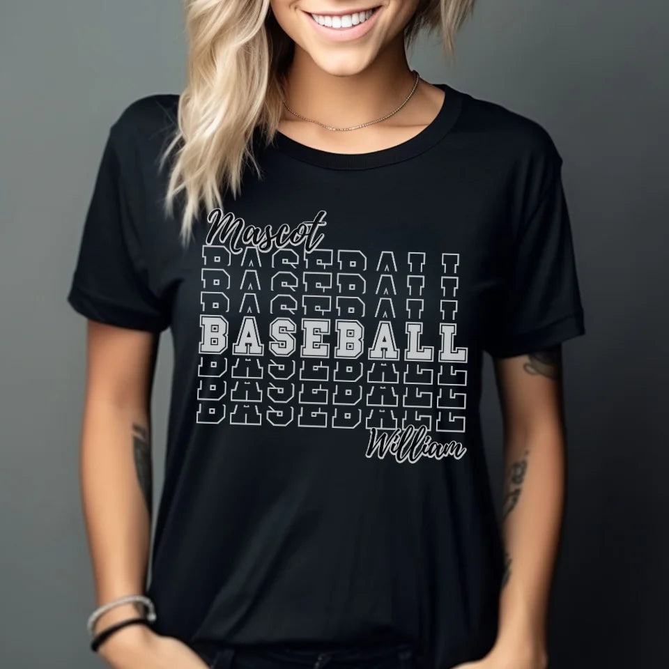 Custom Baseball Shirt With Mascot and Baseball Player Name on a Unisex T-Shirt