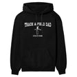 Hurdles Dad with Hurdler Icon and Hurdler Name on a Hoodie with a White Graphic