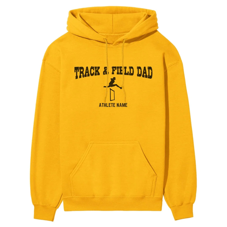 Hurdles Dad with Hurdler Icon and Hurdler Name on a Hoodie with a Black Graphic