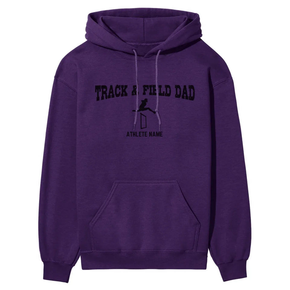 Hurdles Dad with Hurdler Icon and Hurdler Name on a Hoodie with a Black Graphic