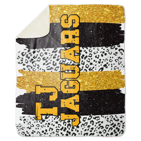 Personalized Cheer Glitter Print Fleece Sherpa Blanket