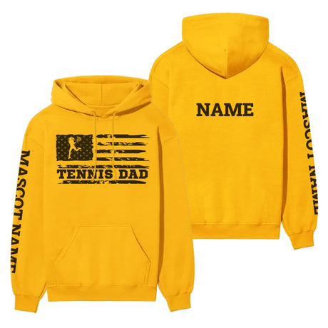 Tennis Dad Horizontal Flag With Tennis Player Name on a Hoodie with a Black Graphic