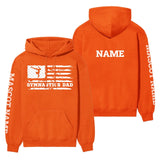 Gymnastics Dad Horizontal Flag With Gymnast Name on a Hoodie with a White Graphic