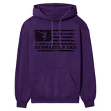 Gymnastics Dad Horizontal Flag on a Hoodie with a Black Graphic