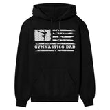 Gymnastics Dad Horizontal Flag on a Hoodie with a White Graphic