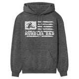 Hurdles Dad Horizontal Flag on a Hoodie with a White Graphic