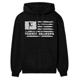 Tennis Grandpa Horizontal Flag on a Hoodie with a White Graphic