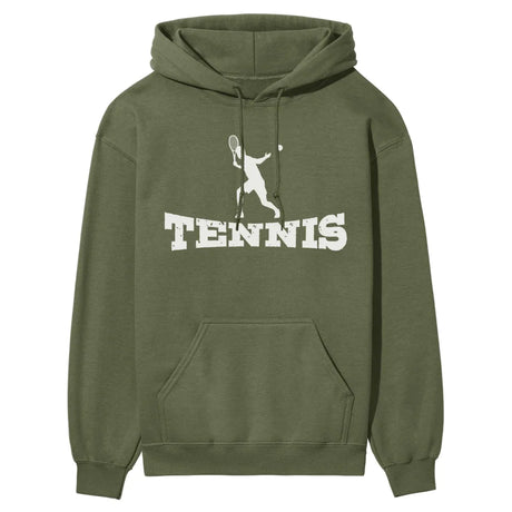 Basic Tennis with Tennis Player Icon on a Hoodie with a White Graphic