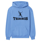 Basic Tennis with Tennis Player Icon on a Hoodie with a Black Graphic