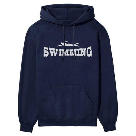 Basic Swimming with Swimmer Icon on a Hoodie with a White Graphic