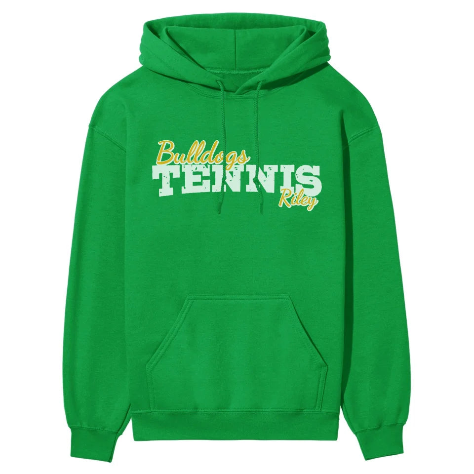 Custom Tennis Mascot and Tennis Player Name on a Hoodie with a White Graphic