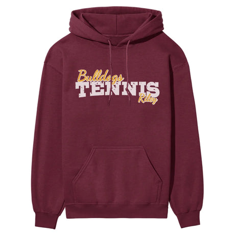 Custom Tennis Mascot and Tennis Player Name on a Hoodie with a White Graphic