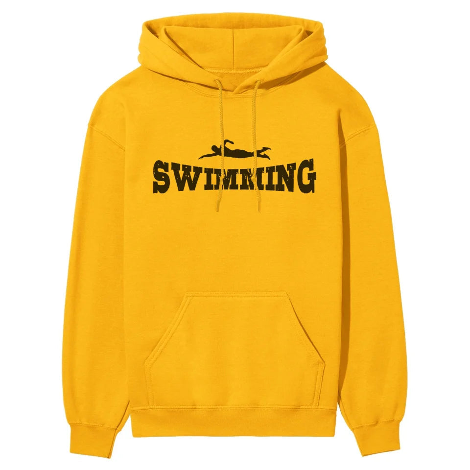 Basic Swimming with Swimmer Icon on a Hoodie with a Black Graphic