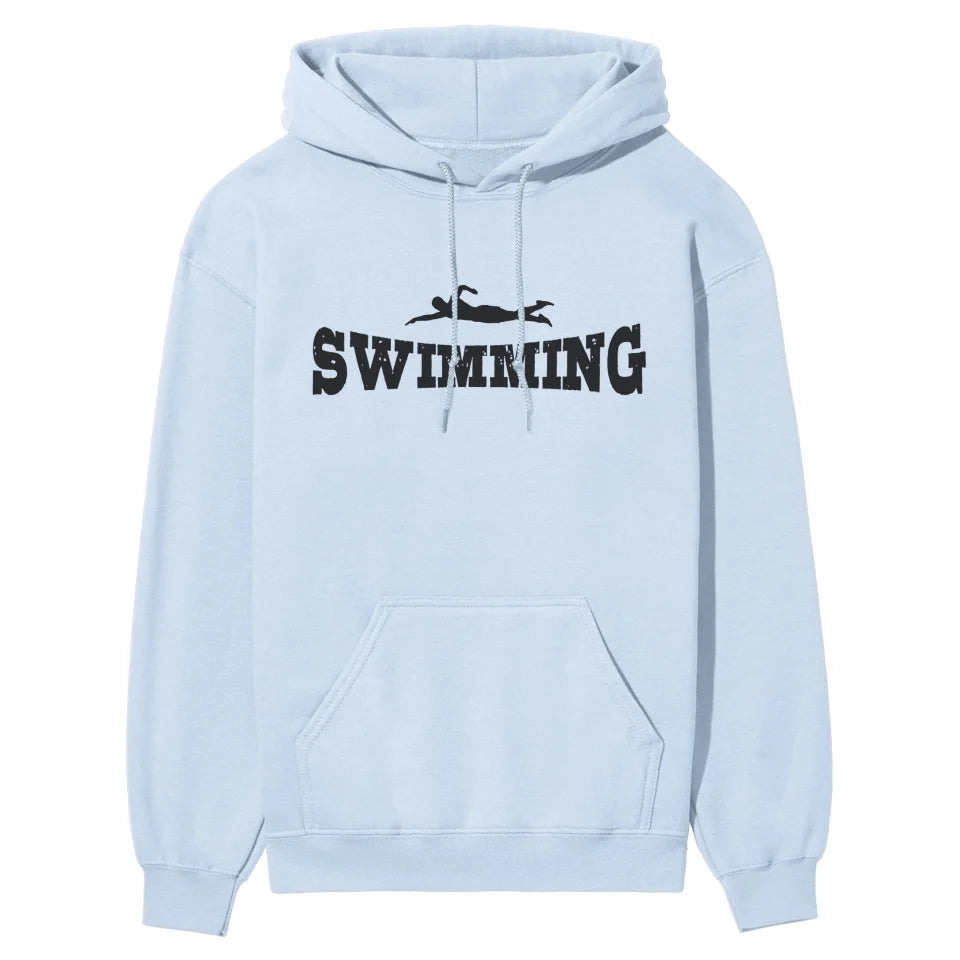 Basic Swimming with Swimmer Icon on a Hoodie with a Black Graphic