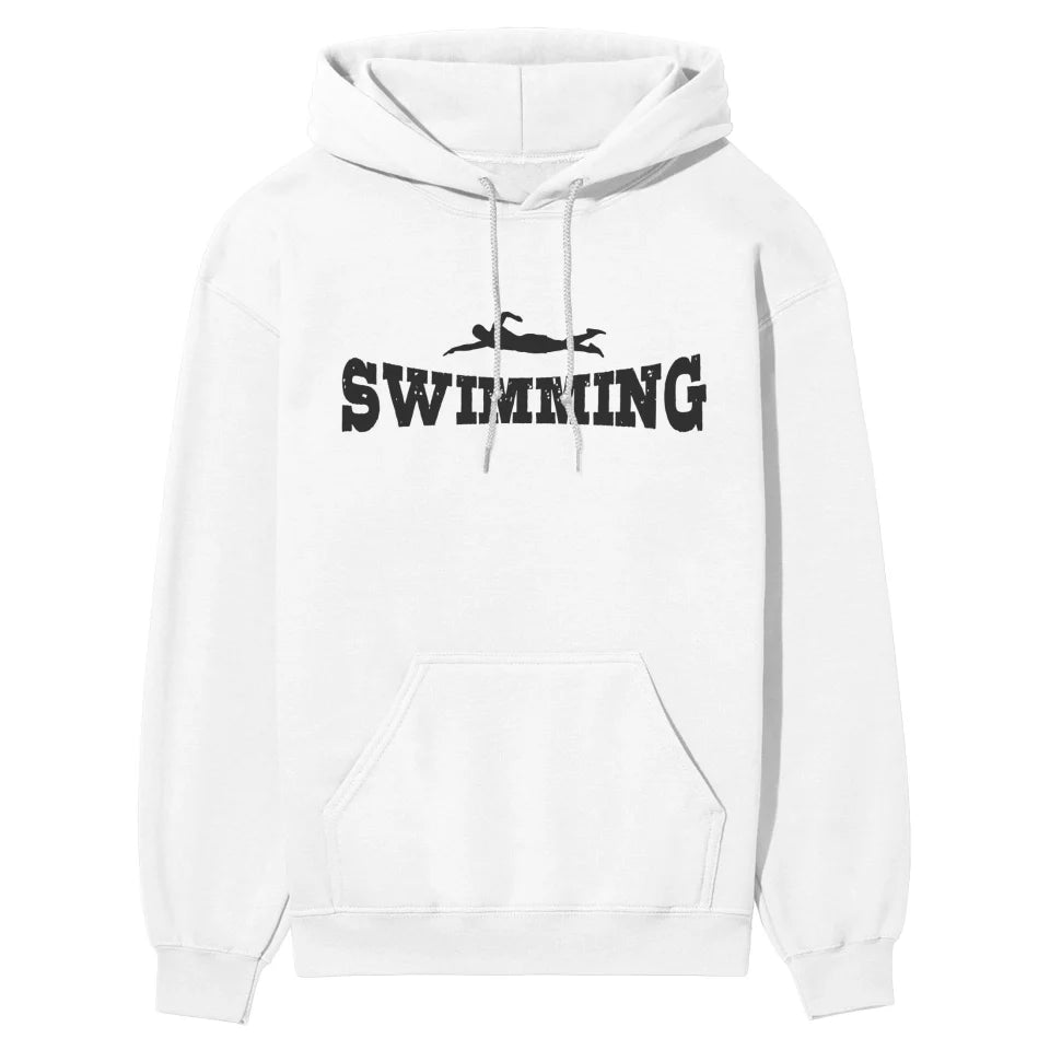 Basic Swimming with Swimmer Icon on a Hoodie with a Black Graphic