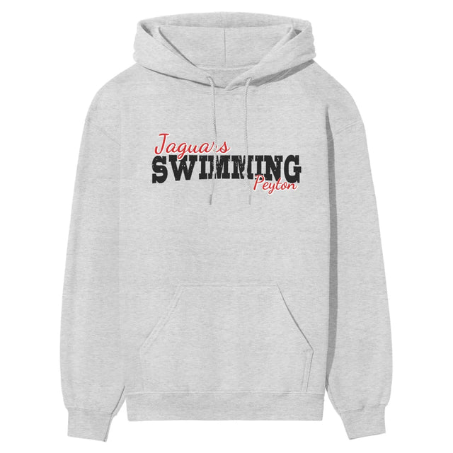 Custom Swimming Mascot and Swimmer Name on a Hoodie with a Black Graphic