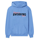 Custom Swimming Mascot and Swimmer Name on a Hoodie with a Black Graphic