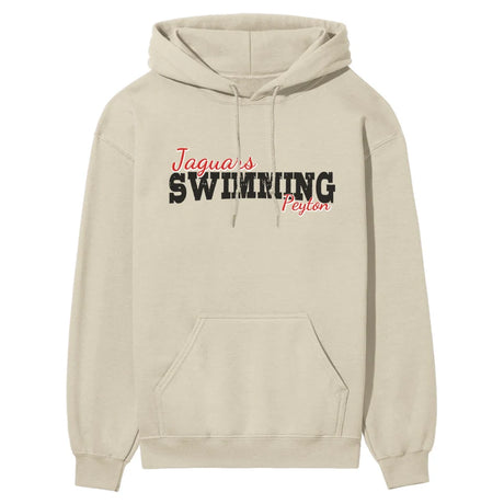 Custom Swimming Mascot and Swimmer Name on a Hoodie with a Black Graphic