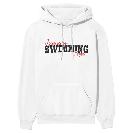 Custom Swimming Mascot and Swimmer Name on a Hoodie with a Black Graphic