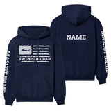 Swimming Dad Horizontal Flag With Swimmer Name on a Hoodie with a White Graphic