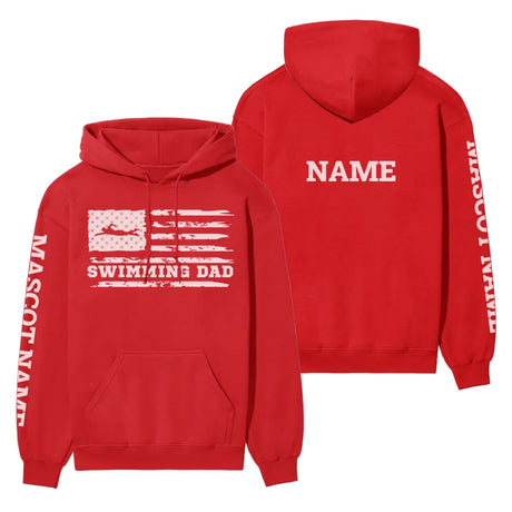 Swimming Dad Horizontal Flag With Swimmer Name on a Hoodie with a White Graphic