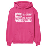 Swimming Mom Horizontal Flag on a Hoodie with a White Graphic