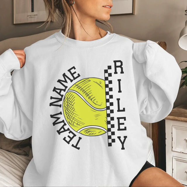 Personalized Tennis on a Sweatshirt With Team and Tennis Player Name on a Sweatshirt