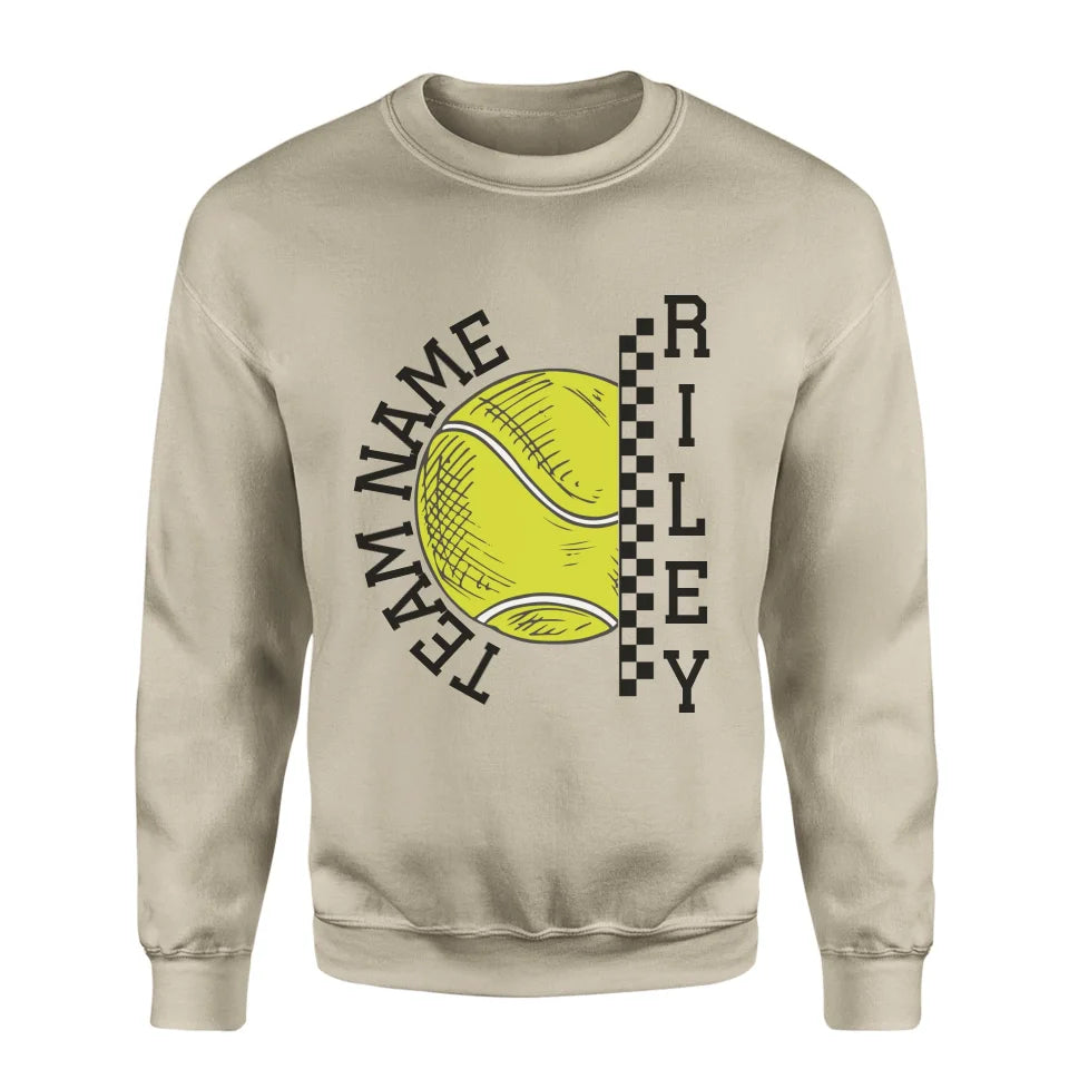 Personalized Tennis on a Sweatshirt With Team and Tennis Player Name on a Sweatshirt