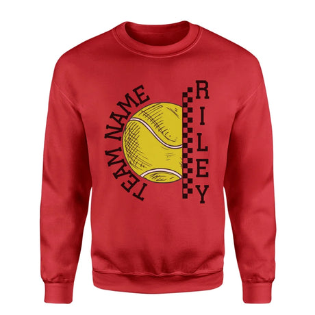 Personalized Tennis on a Sweatshirt With Team and Tennis Player Name on a Sweatshirt