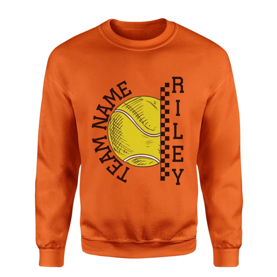 Personalized Tennis on a Sweatshirt With Team and Tennis Player Name on a Sweatshirt