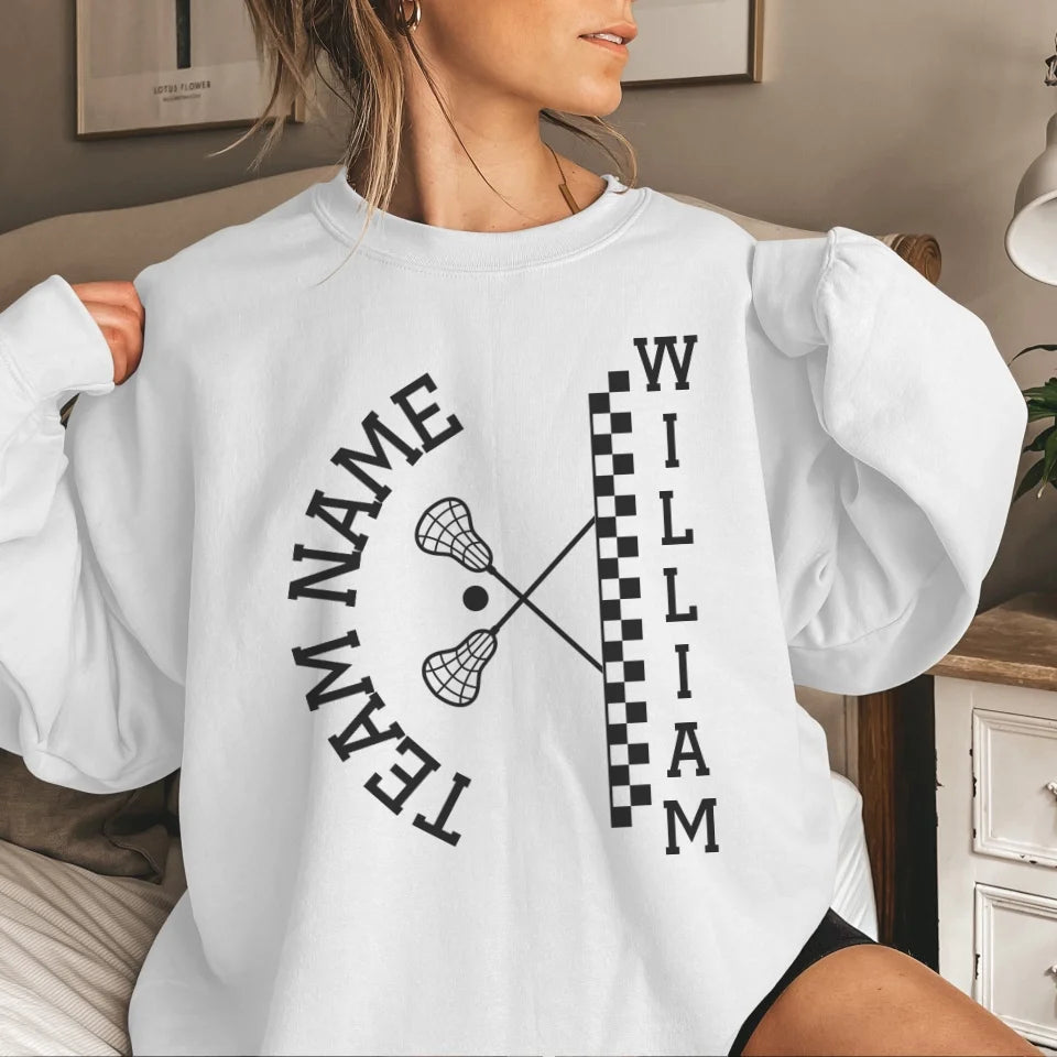 Personalized Lacrosse on a Sweatshirt With Team and Lacrosse Player Name on a Sweatshirt