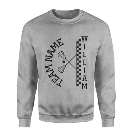 Personalized Lacrosse on a Sweatshirt With Team and Lacrosse Player Name on a Sweatshirt