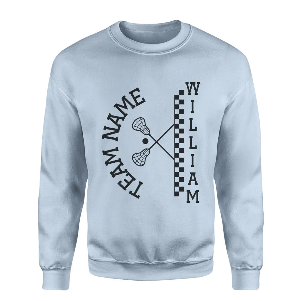 Personalized Lacrosse on a Sweatshirt With Team and Lacrosse Player Name on a Sweatshirt