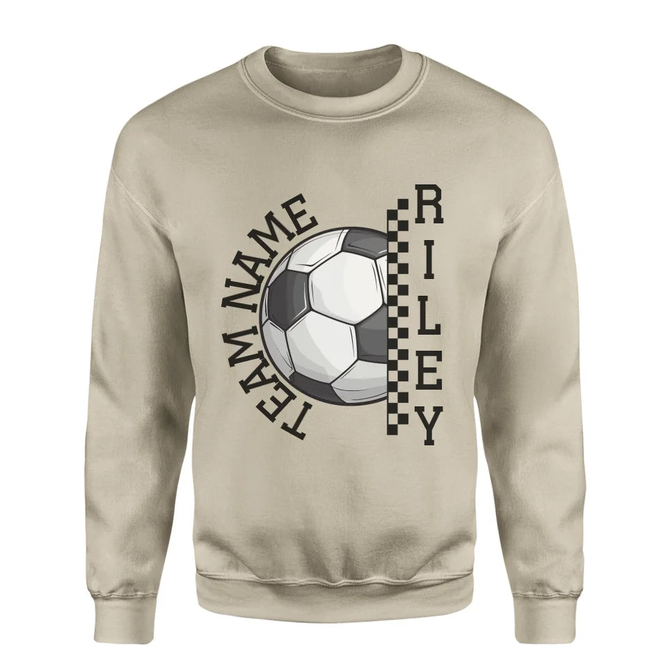 Personalized Soccer on a Sweatshirt With Team and Soccer Player Name on a Sweatshirt