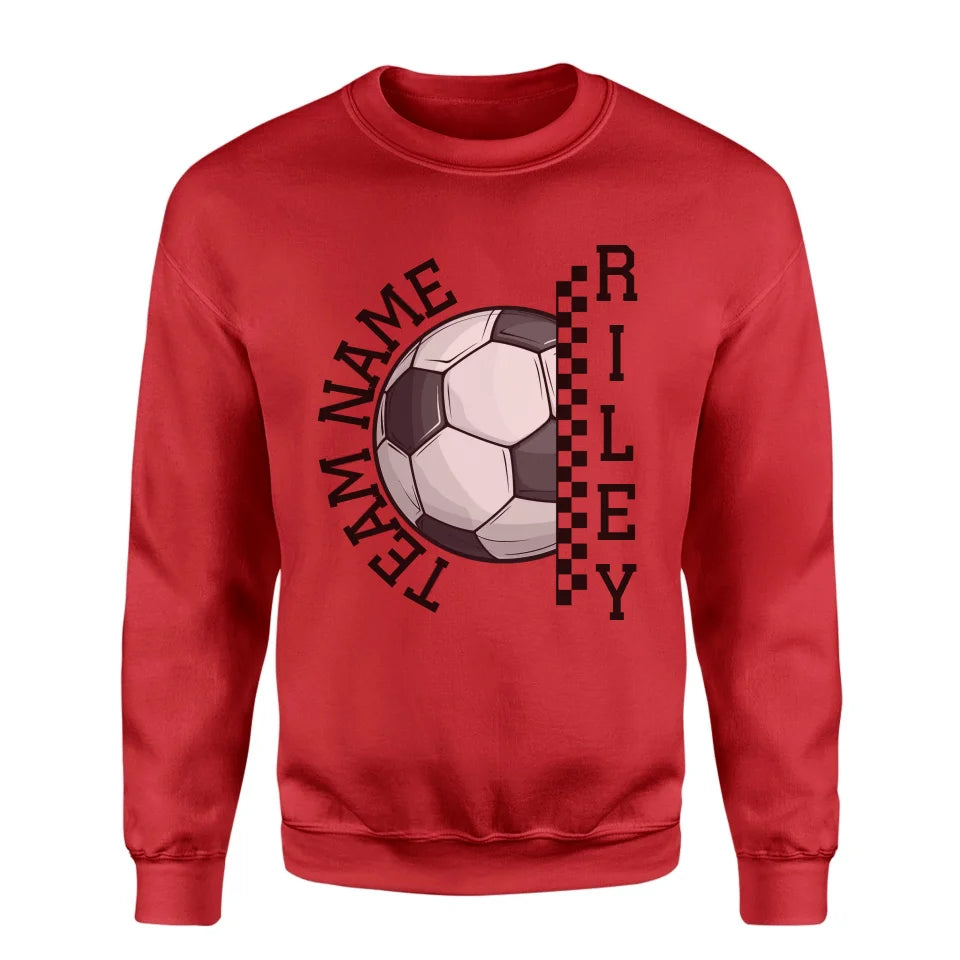 Personalized Soccer on a Sweatshirt With Team and Soccer Player Name on a Sweatshirt