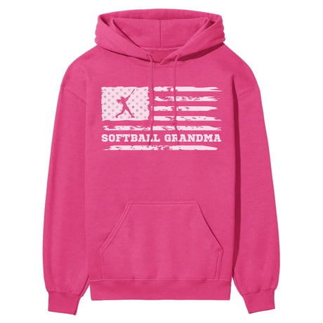 Softball Grandma Horizontal Flag on a Hoodie with a White Graphic