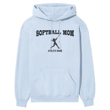 Softball Mom with Softball Player Icon and Softball Player Name on a Hoodie with a Black Graphic