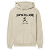 Softball Mom with Softball Player Icon and Softball Player Name on a Hoodie with a Black Graphic