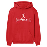 Basic Softball with Softball Player Icon on a Hoodie with a White Graphic