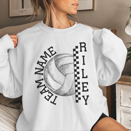 Personalized Volleyball on a Sweatshirt With Team and Volleyball Player Name on a Sweatshirt