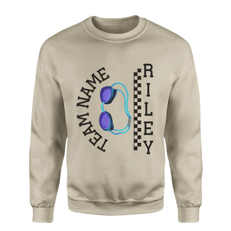 Personalized Swimming on a Sweatshirt With Team and Swimmer Name on a Sweatshirt