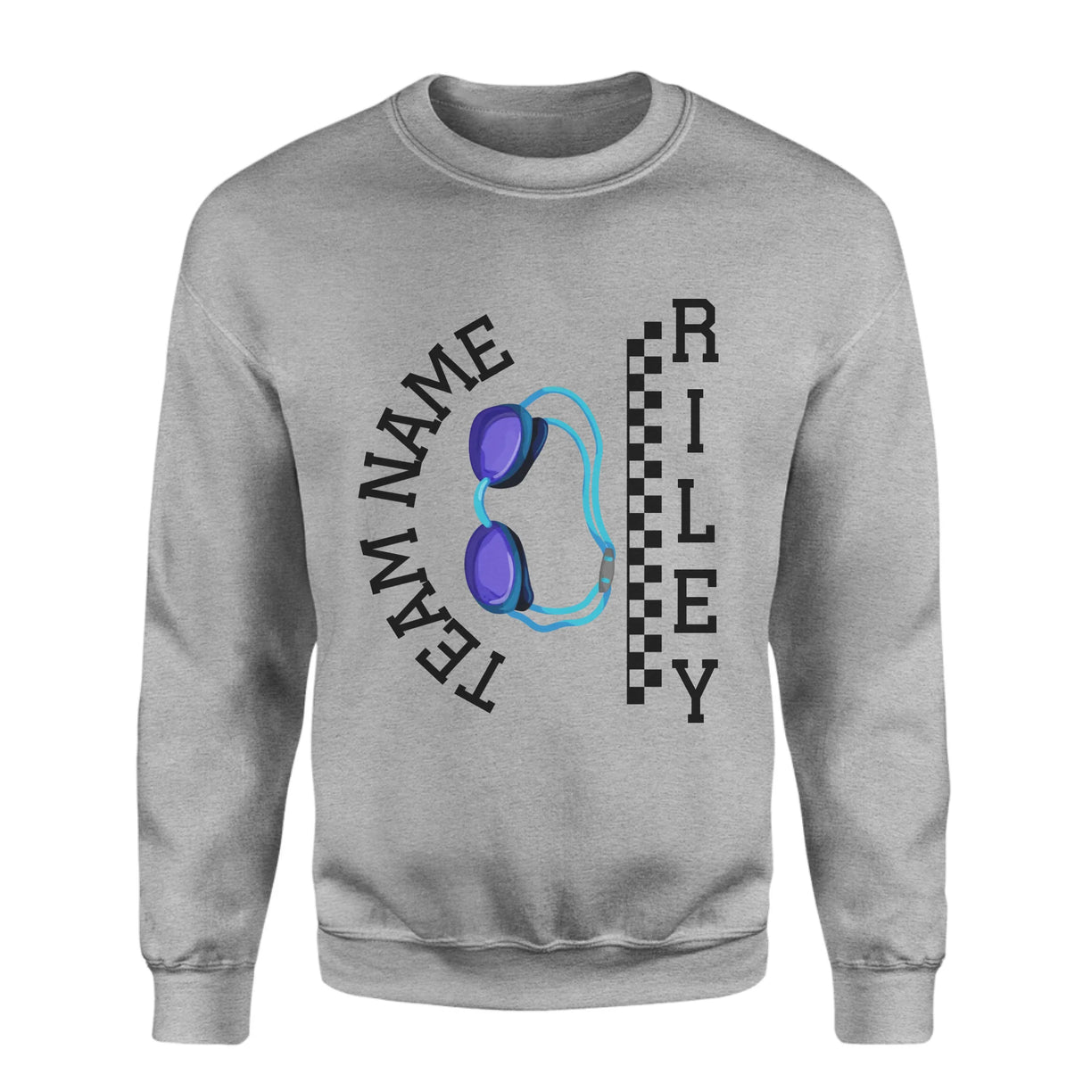 Personalized Swimming on a Sweatshirt With Team and Swimmer Name on a Sweatshirt